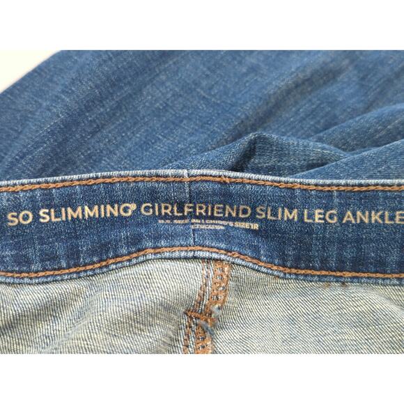 So Slimming Girlfriend Jeans 18R Embroidered Floral Slim Ankle Stretch Blue - Picture 3 of 16
